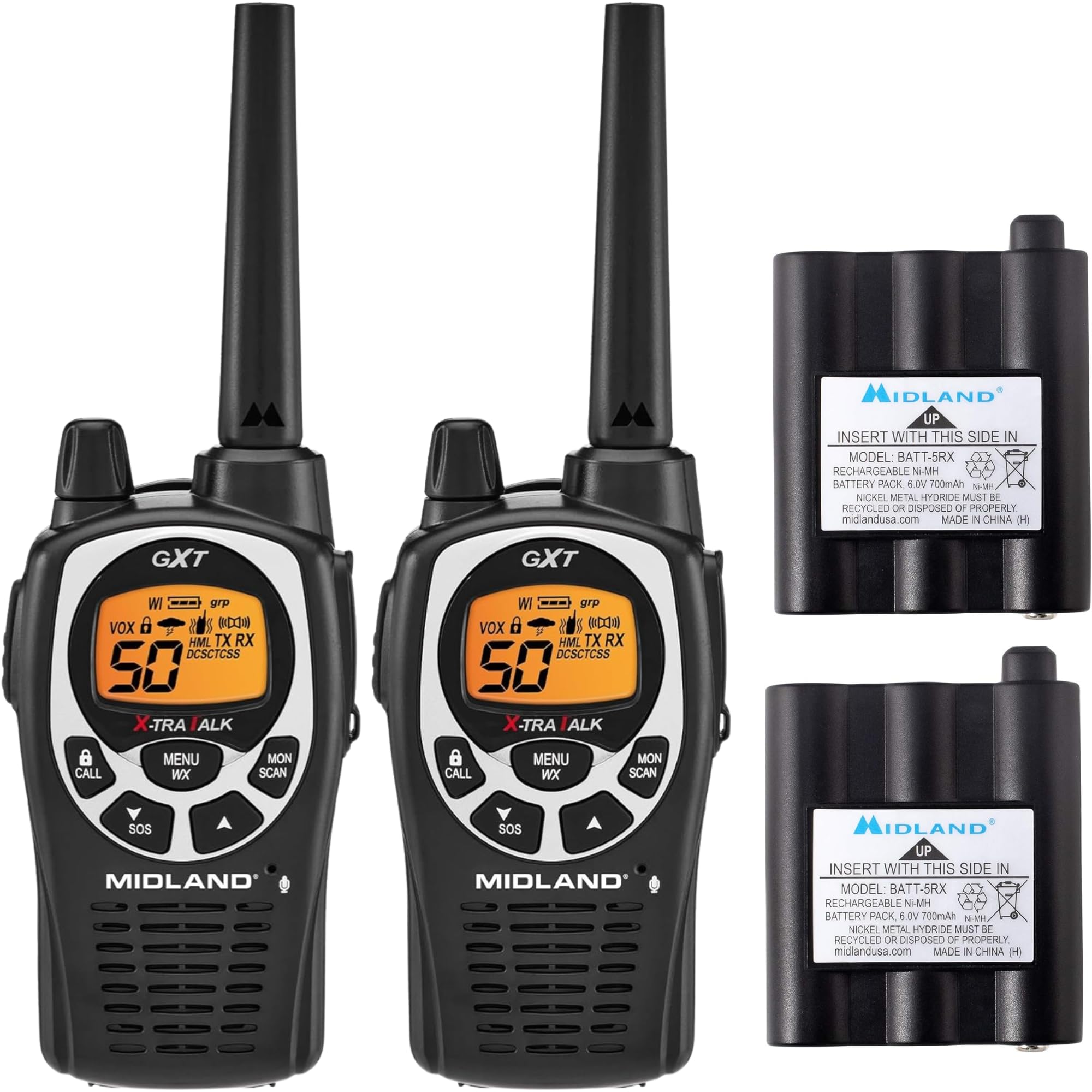 Amazon.com: Midland GXT1000 GMRS Radio Walkie Talkie con paquetes